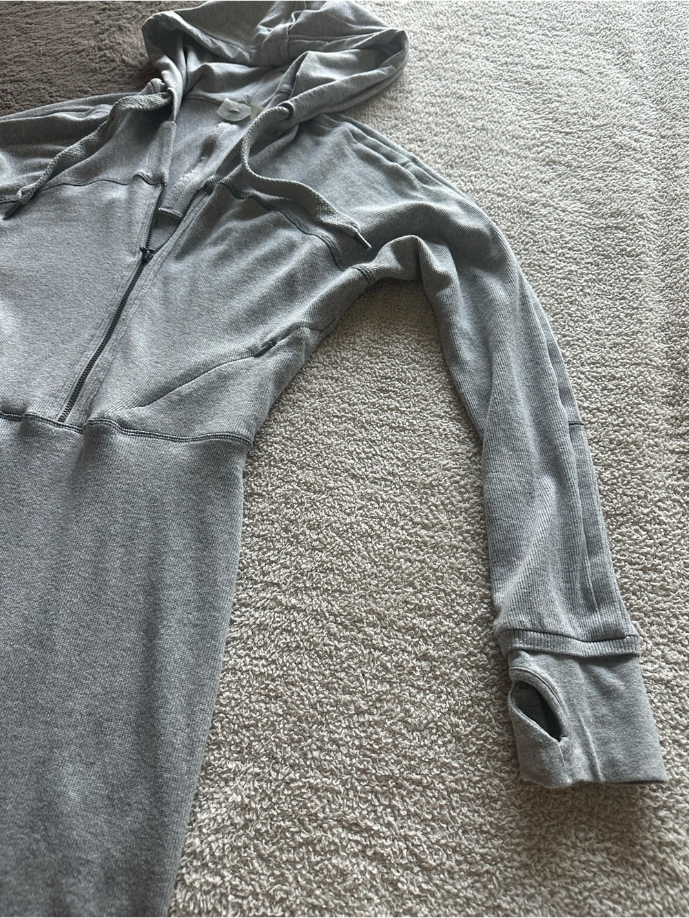 Athena Gray Hooded Long-Sleeve Dress